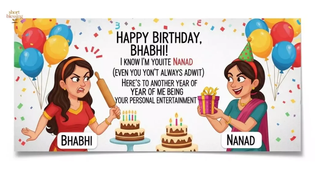 Funny Birthday Wishes for Bhabhi from Nanad